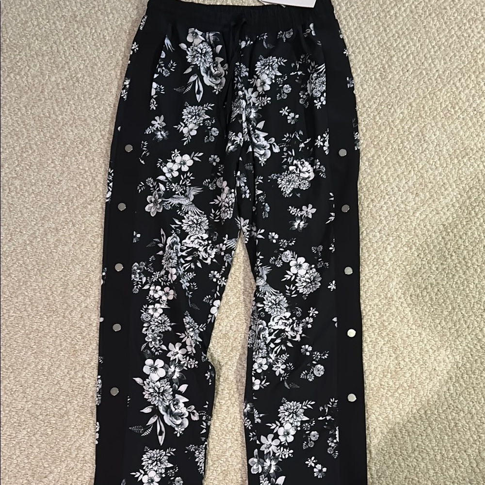 JW Active Floral Black and White Dreamer Tear Away Pants